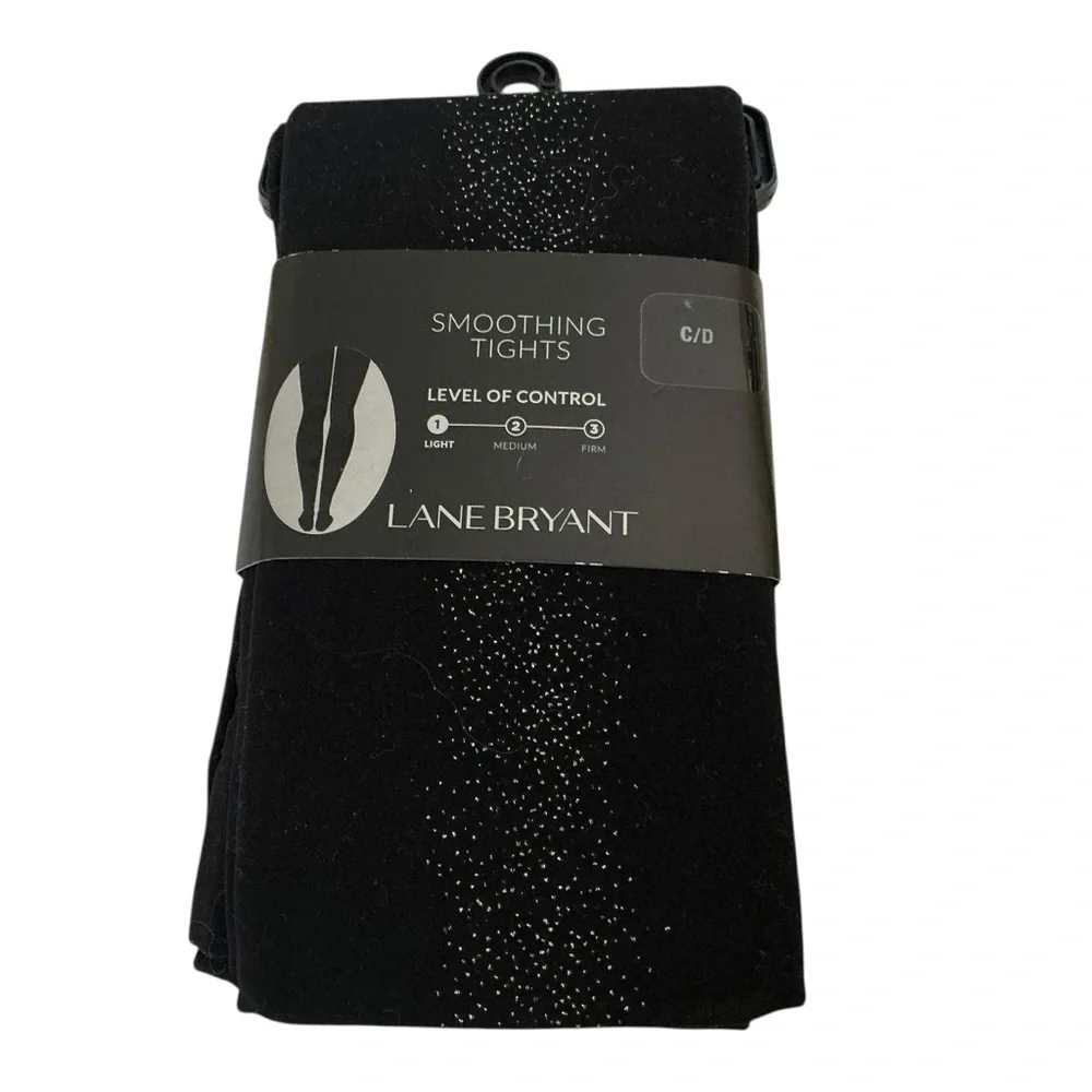 Lane Bryant Black Nylon-Spandex smoothing Tights black with sparkling Sz C/D
